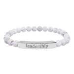 engraved leadership natural stone stretch bracelet