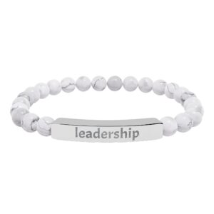 engraved leadership natural stone stretch bracelet